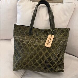 Olive Green Quilted Tote Bag